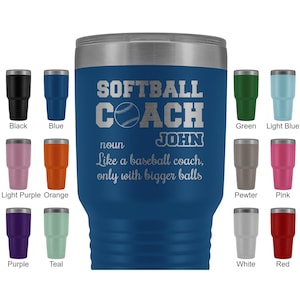 Funny Softball Coach Birthday Gift Tumbler For Women and Men, Softball Coach Meaning Appreciation, Coach Job Promotion Present From Team