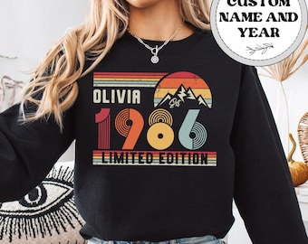 Personalized 1986 Birthday Sweatshirt Sweater, 1986 Birthday Year Number Sweat for Women Or Man, Customized Birthday Gift, 40th Bday Shirt