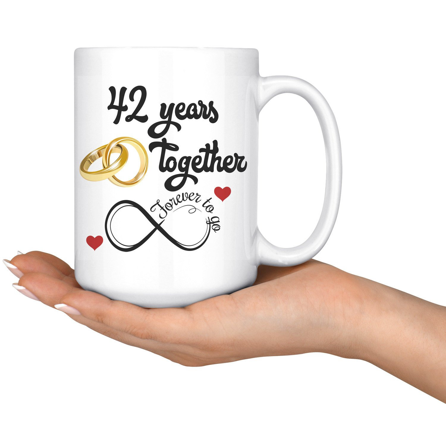 42nd Wedding Anniversary Gift For Him And Her, Married For 42 Years, 42nd Anniversary Mug For Husband & Wife, 42 Years Together With Her