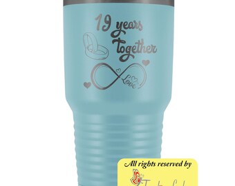 Alotozo Diciannove 19° anniversario di matrimonio, dolce regalo per lui, marito, uomo, con incisione Happy 19th Anniversary, per fidanzato, moglie, donne