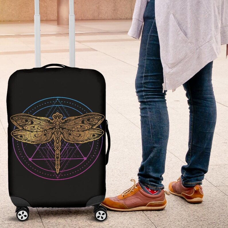Dragonflies Fabric Luggage Cover Decor Dragonfly Luggage Suitcase Cover Luggage Protector Dragonfly Gift Item Custom Luggage Wrap