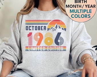 1986 Sweatshirt, 1986 Birthday Sweatshirt Sweater, 1986 Birthday Year Number Sweat for Women Or Man, Birthday Gift, 40th Birthday Shirt