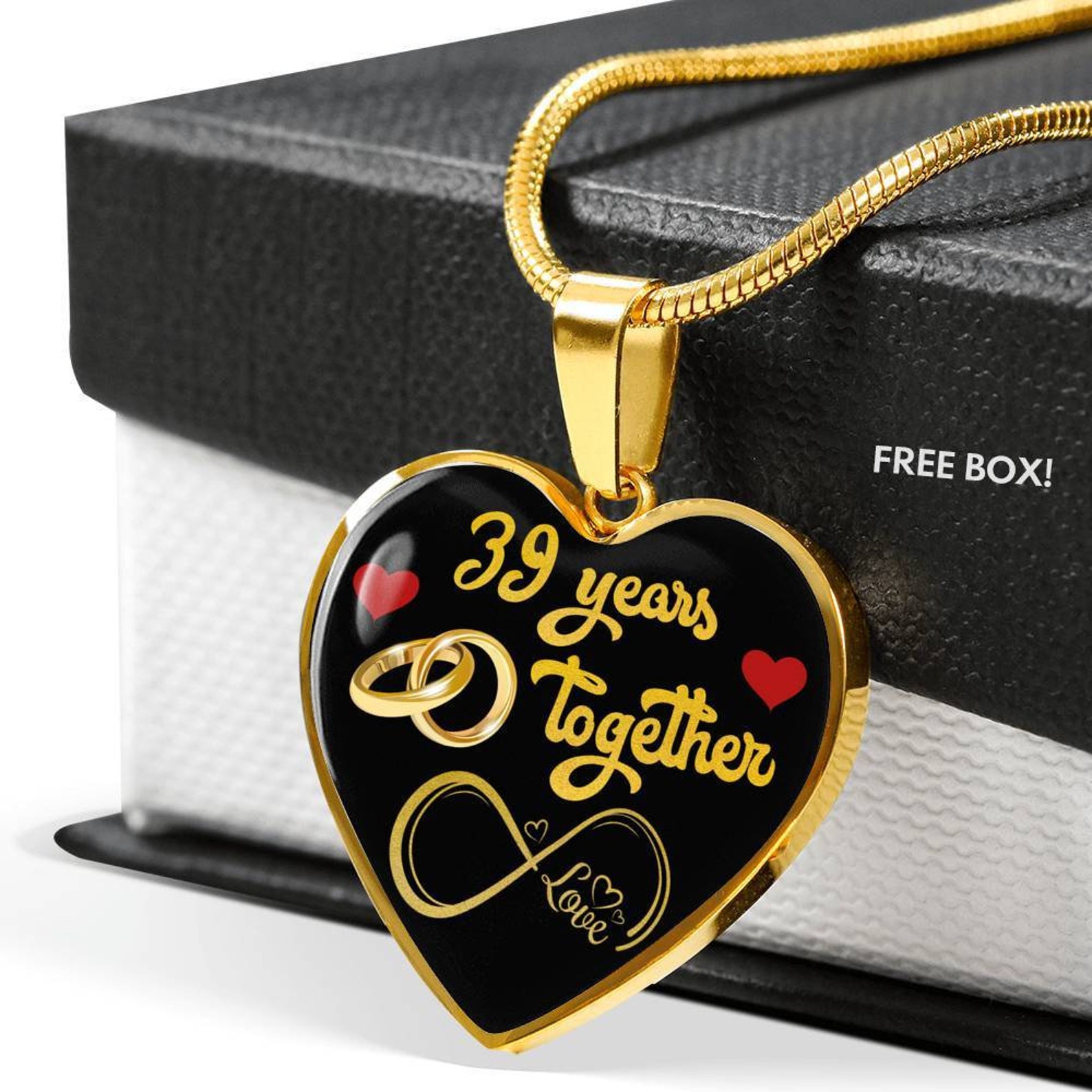 Personalized Custom Engraved Pendant Necklace, 39th Wedding Anniversary