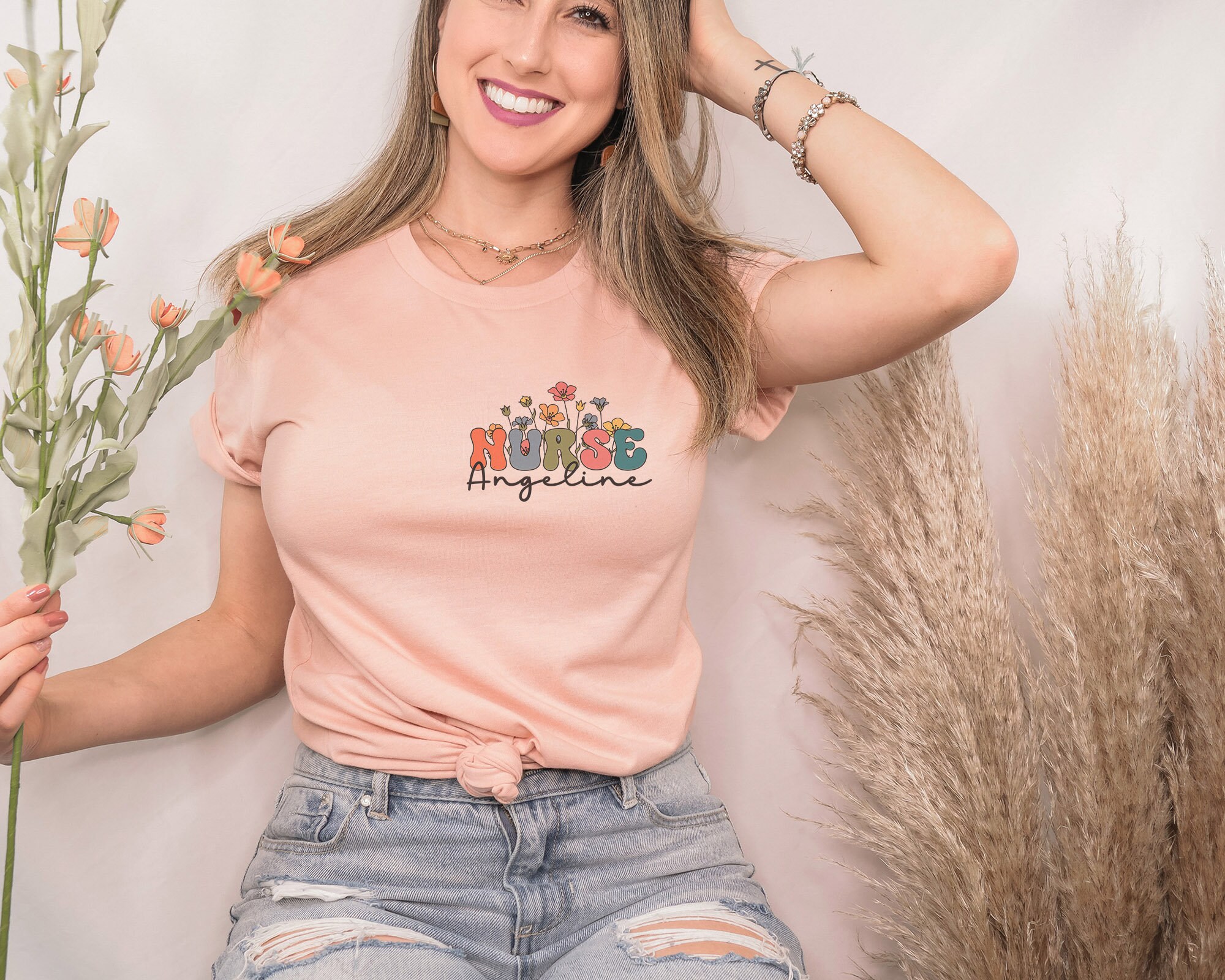 Personalized Nurse Shirt, Wildflower Tees For RN
