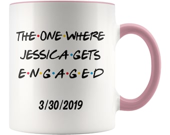 7 Colors Personalized Engagement Gift For Women, Newly Engaged Gifts, Custom Date Engagement Mug, Engagement Party Gift, Just Engaged Cup