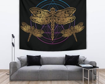 Dragonfly Living Room Bedroom Tapestry, Dragonfly Art Wall Decor, Dragonfly Lover Gift, I Love Dragonflies, Large Dragonfly Tapestry