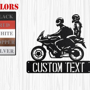 Couple Gift Motorcycle Wedding Sign, Biker Wedding Sign Gift For Valentine&#39;s, Husband Wife Biker Couple Custom Name Sign Room Decor Gift,