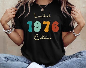 50th Birthday Retro Shirt, Limited Edition 1976 T-Shirt, Birthday Gift For Women, 50 Birthday Party Tee, Retro Birthday Tee, Born in 1976