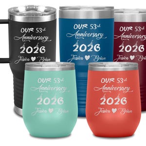 Personalized 53rd Wedding  Gift For Him And Her, Fifty Third Anniversary Tumbler For Husband Wife, 2026, 53 Years Together
