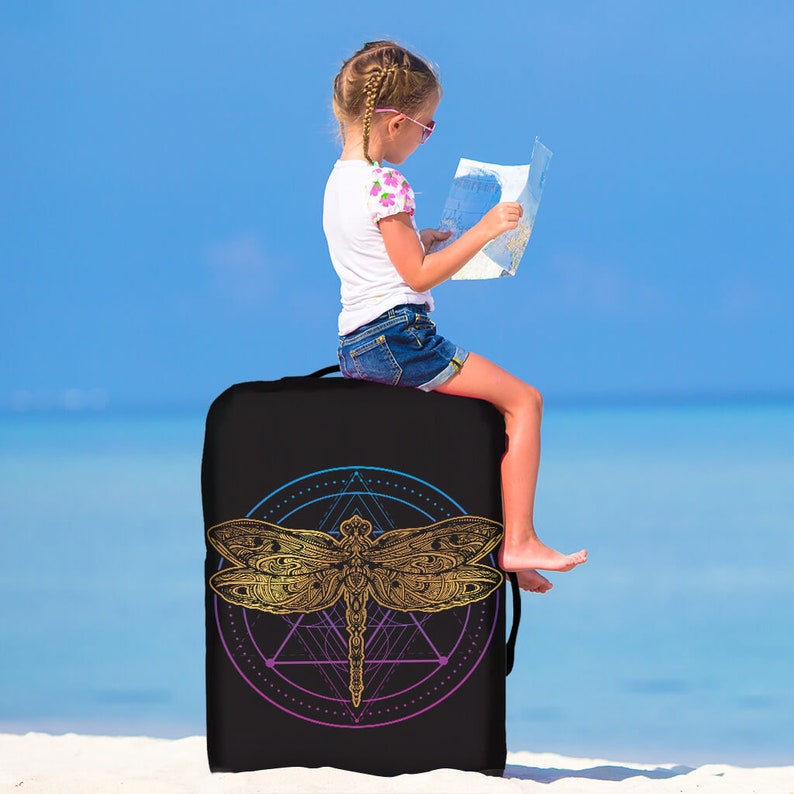 Dragonflies Fabric Luggage Cover Decor Dragonfly Luggage Suitcase Cover Luggage Protector Dragonfly Gift Item Custom Luggage Wrap