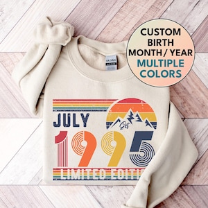 1995 Sweatshirt, 1995 Birthday Sweatshirt Sweater, 1995 Birthday Year Number Sweat for Women Or Man, Birthday Gift, 30th Birthday Sweatshirt