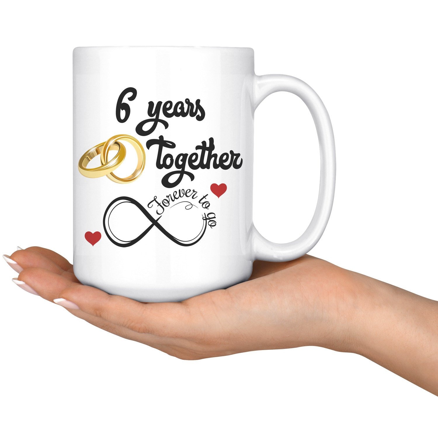 6 Month Anniversary Gift for Boyfriend Girlfriend Husband, Happy 6 Months  Anniversary Mug, 6th Mth for Him Her Couples Coffee Cup M1V0081 