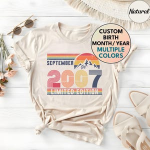 18th Birthday Retro Shirt, 2007 Birthday Sweatshirt Gift, 2007 Bday Year Number Hoodie for Women / Men, Birthday Tee For Daughter Or Son
