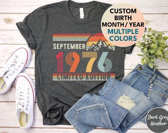 50th Birthday Retro Shirt, 1976 Birthday Sweatshirt Gift, 50 Years Bday Number Hoodie for Women / Men, Fifties Bday Tee For Wife Or Husband