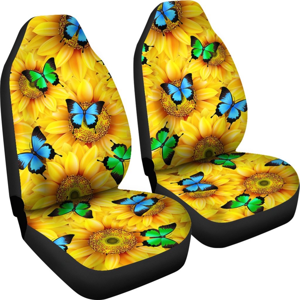 Rainbow Butterfly Print Car Seat Covers