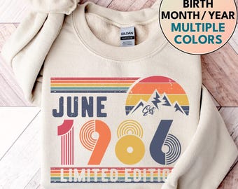 1986 Retro Birthday Sweatshirt – Vintage 40th Birthday Gift – Unisex T-Shirt for Men & Women – Classic 90s Style Party Anniversary Outfit