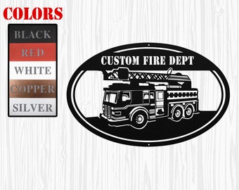 Fire Rescue Truck Custom Metal Sign, Personalize Fire Truck Sign, Fireman Name Sign, Fire Truck Metal Wall Art, Fire Truck Metal Wall Sign