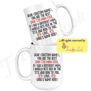 Personalized Shih Tzu Dog Women Gifts, Shih Tzu Mom Present Gift, Shitzu Mommy Mug, Shih Tzu Owner Gift, Chrysanthemum Dog Mom Gift image 2