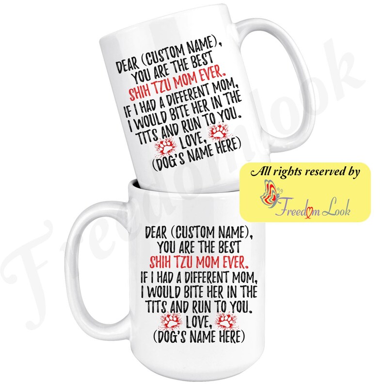 Personalized Shih Tzu Dog Women Gifts, Shih Tzu Mom Present Gift, Shitzu Mommy Mug, Shih Tzu Owner Gift, Chrysanthemum Dog Mom Gift image 2