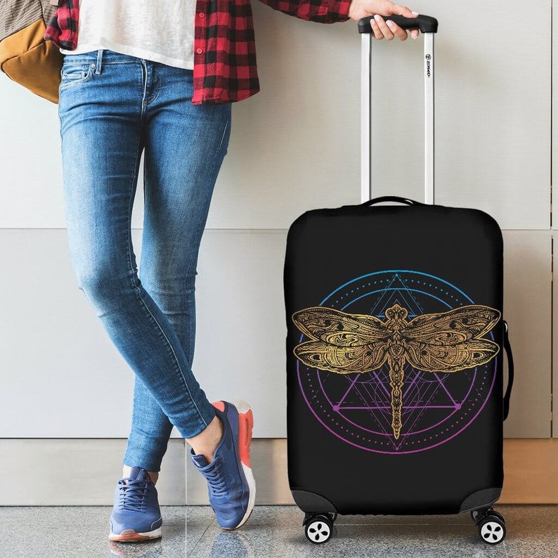 Dragonflies Fabric Luggage Cover Decor Dragonfly Luggage Suitcase Cover Luggage Protector Dragonfly Gift Item Custom Luggage Wrap