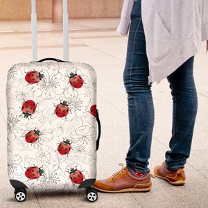Ladybug Luggage Suitcase Cover, Ladybird Gift Item, Luggage Protector, Custom Luggage Wrap, Ladybug Fabric Luggage Cover Decor image 6