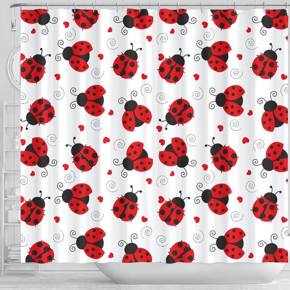 Ladybugs Love Shower Curtain Ladybird Bath Bathroom Curtain Etsy