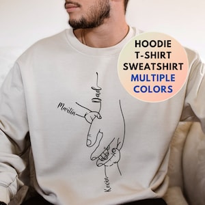 Personalized Dad Sweatshirt With Kids Names, Custom Daddy Sweater Children Hands, Gift For New Dad, Father&#39;s Day Gift From Son Or Daughter