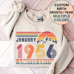 Felpa 1956, Felpa con numero dell'anno di compleanno 1956, Felpa con numero dell'anno di compleanno 1956 per donna o uomo, Regalo di compleanno, Maglietta per il 70° compleanno