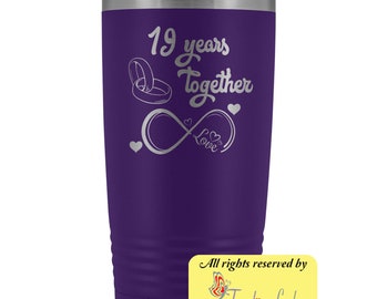 19 regalo di anniversario di nozze per lui e per lei, sposati per 19 anni, 19 ° anniversario Mug per marito e moglie, 19 anni insieme a lei - Italia
