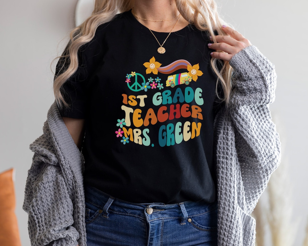 Personalized 1st Grade Teacher Shirt, Floral Back to School Shirt ...