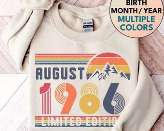 Sudadera retro de cumpleaños de 1986 – Regalo vintage de 40 cumpleaños – Camiseta unisex para hombre y mujer – Traje clásico de fiesta de aniversario estilo años 90