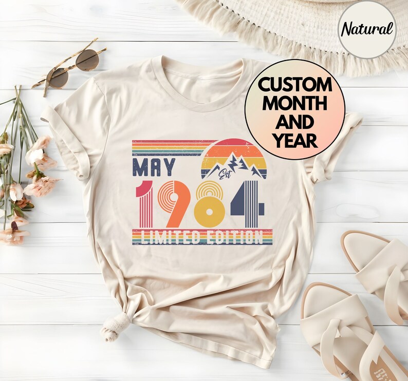 40th Birthday Retro Shirt, 1984 Birthday Sweatshirt Gift, 40 Years Bday Number Hoodie for Women / Men, Forties Bday Tee For Wife Or Husband image 1