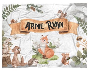 Coperta per neonati a forma di bosco, coperta per neonati a forma di orso, coperta per neonati personalizzata, coperta per neonati, regalo con coperta a forma di orso, coperta a tema animali, regalo con volpe