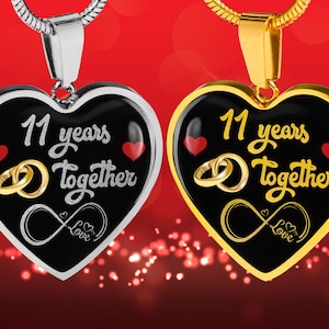Personalized Custom Engraved Pendant Necklace, 11th Wedding Anniversary Gift For Her, Married For 11 Years, 11 Years Together With My Wife