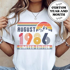 40歳の誕生日のレトロシャツ、1986年の誕生日のスウェットシャツギフト、女性/男性用の40歳の誕生日の数字パーカー、妻または夫への40代の誕生日Tシャツ