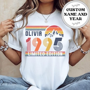 30th Birthday Retro Shirt, Personalized 1995 Birthday Sweatshirt Gift, 30 Years Bday Number Hoodie, Thirties Bday Tee For Daughter Or Son