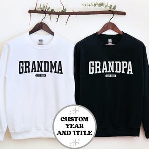 Customized Grandma & Grandpa Matching Sweatshirt, Est 2024 Tees For Grandparents, First Time Granddad, Grams To Be Pregnancy Reveal Shirt