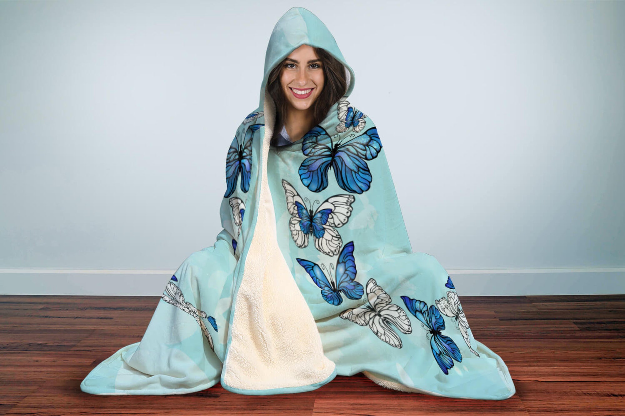 Morpho Butterfly Hooded Blanket