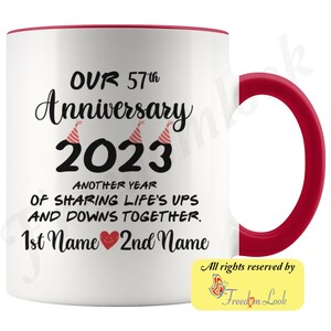 Personalisierte 57. Hochzeitstag Geschenk für Ihn und Sie, Siebenundfünfzigste Tasse für Ehemann & Frau, Frau Hubby Tasse, 57 Jahre zusammen Bild 9