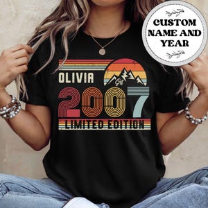 18th Birthday Retro Shirt, 2007 Birthday Sweatshirt Gift, 2007 Bday Year Number Hoodie for Women / Men, Birthday Tee For Daughter Or Son