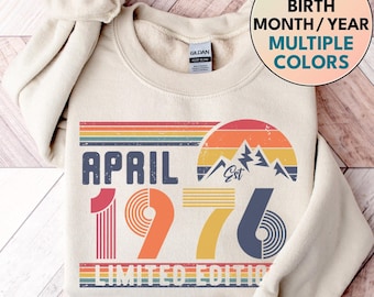 Sudadera de 1976, sudadera de cumpleaños de 1976, sudadera con número de año de cumpleaños de 1976 para mujer o hombre, regalo de cumpleaños, sudadera de 50 cumpleaños