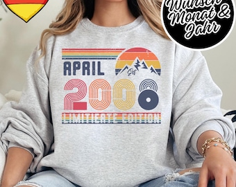 18. Geburtstag Retro Sweatshirt – Vintage 2008 Pullover Geschenk – Hoodie 18 Jahre Unisex – Coole Idee für Party, Club & Geschenk