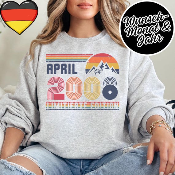 18. Geburtstag Retro Sweatshirt – Vintage 2008 Pullover Geschenk – Hoodie 18 Jahre Unisex – Coole Idee für Party, Club & Geschenk