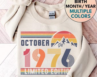 1976 Sweatshirt, 1976 Birthday Sweatshirt Sweater, 1976 Birthday Year Number Sweat for Women Or Man, Birthday Gift, 50th Birthday Sweatshirt