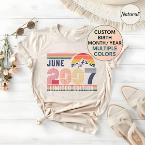 18th Birthday Retro Shirt, 2007 Birthday Sweatshirt Gift, 2007 Bday Year Number Hoodie for Women / Men, Birthday Tee For Daughter Or Son