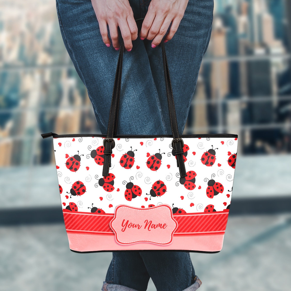 Personalized Ladybug Book Shopping PU Leather Tote Bag - Etsy Hong Kong