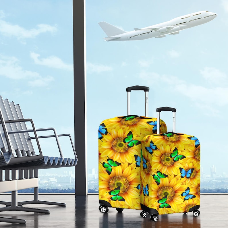 Sunflower Butterfly Luggage Suitcase Cover Sunflower Case Etsy