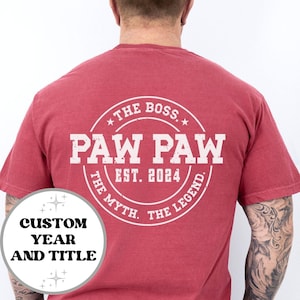 Paw Paw Est 2024 Custom Comfort Colors Shirt, First Time Grandparent To Be Pregnancy Announce Sweatshirt, Father&#39;s Day Tee Gift for Him