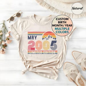 Chemise rétro 20e anniversaire, cadeau de sweat-shirt d'anniversaire 2005, sweat à capuche anniversaire 20 ans 2005 pour femme/homme, t-shirt d'anniversaire pour fille ou fils