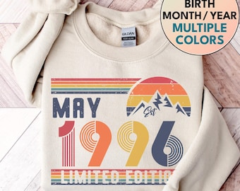 Sweat-shirt 1996, pull sweat-shirt anniversaire 1996, sweat-shirt numéro 1996 anniversaire année pour femme ou homme, cadeau d'anniversaire, sweat-shirt 30e anniversaire
